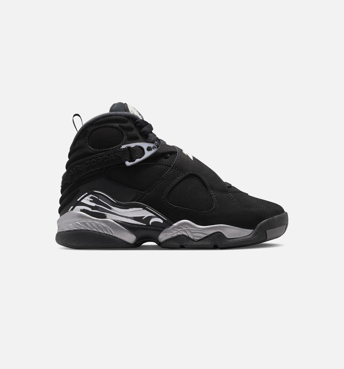 Air Jordan 8 Retro Chrome Black and Light Graphite – Grade School Lifestyle Shoe in Black/White/Light Graphite
