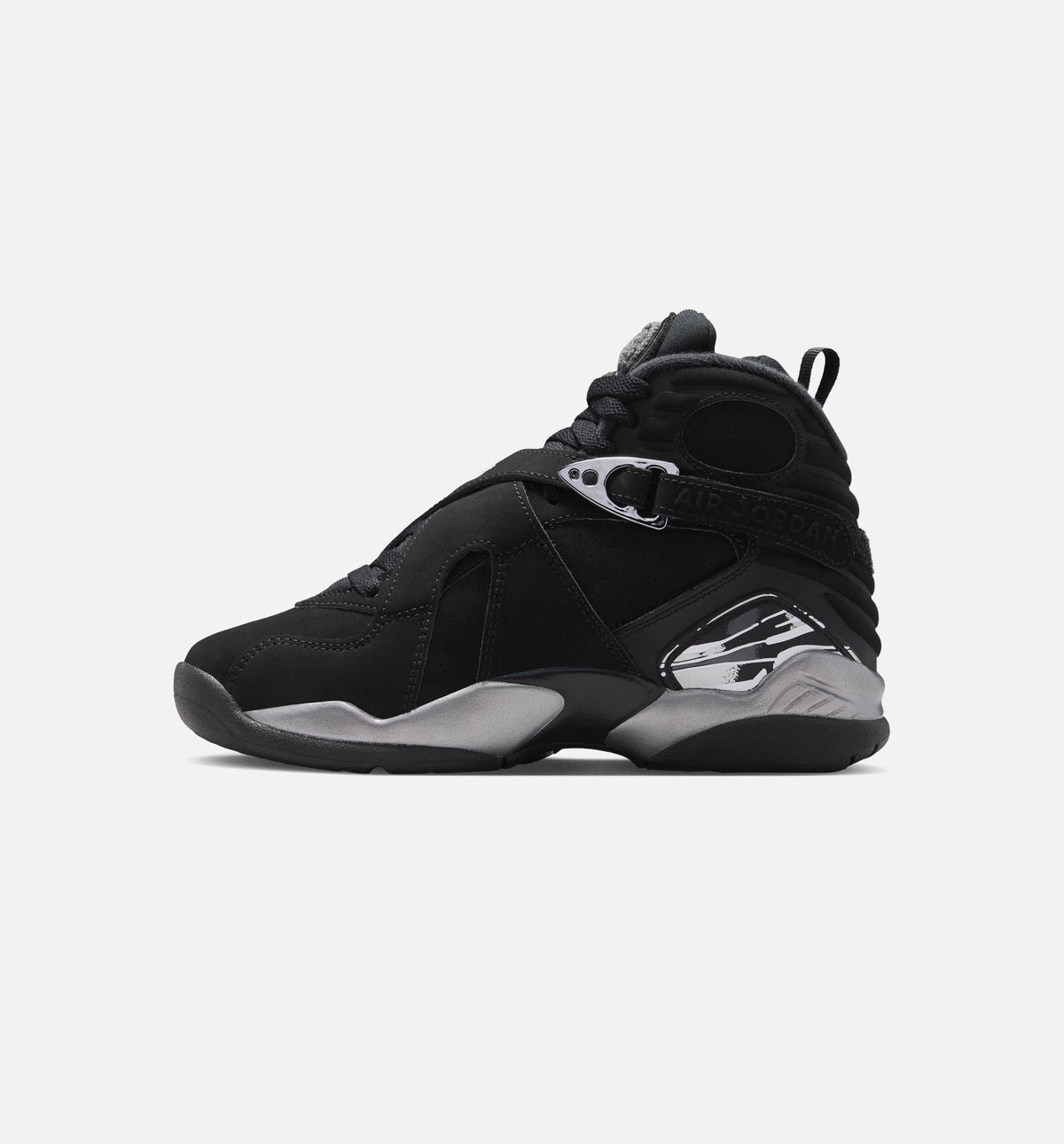 Air Jordan 8 Retro Chrome Black and Light Graphite – Grade School Lifestyle Shoe in Black/White/Light Graphite