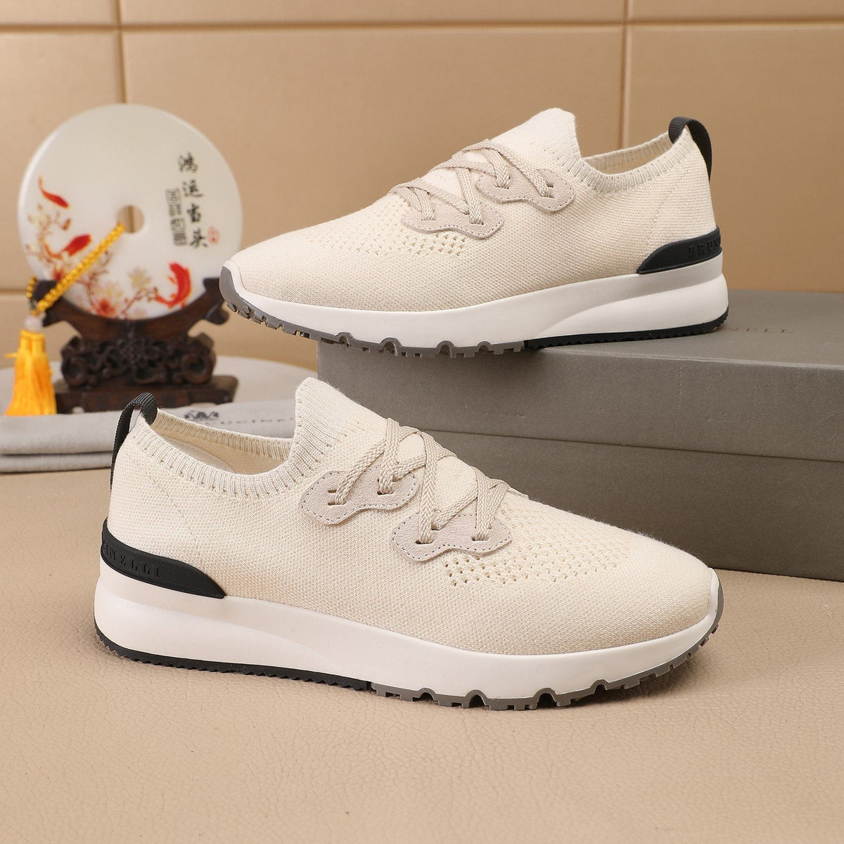 Brunello Cucinelli Knit Lace-Up Sneakers